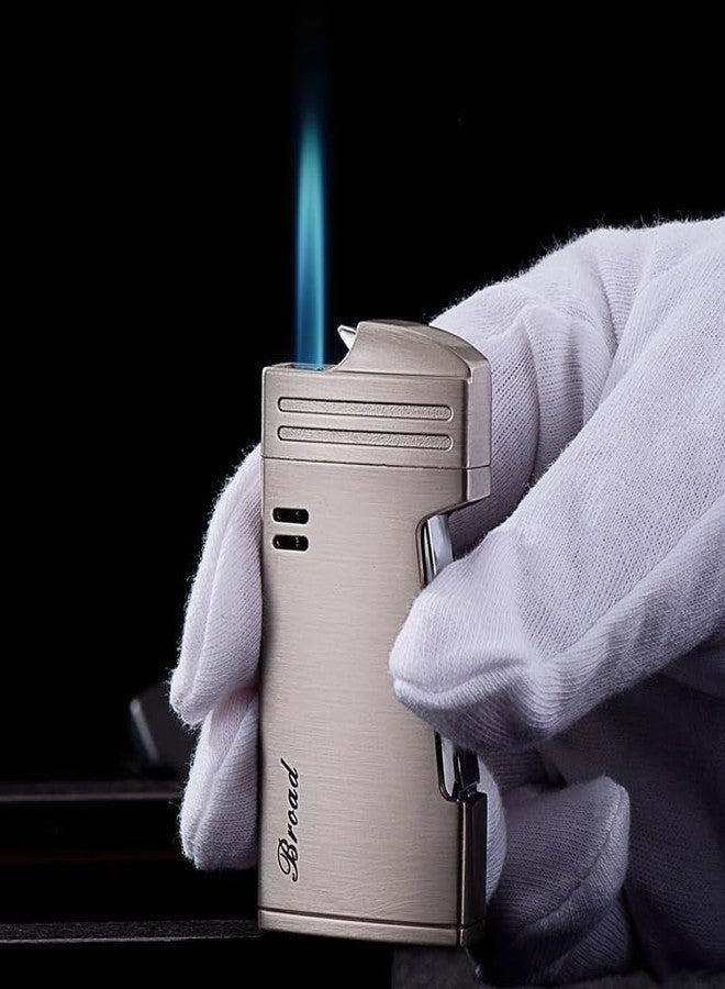 Malisseladi Torch Lighter Jet Flame Butane Refillable Lighters Windproof Lighters with Side Press Ignition Cool Pipe Lighters Unique Gifts for Family Friend Men (Silver) - Image 2
