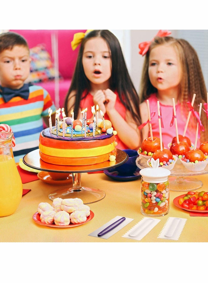 KASTWAVE Set مجموعة أمشاط كعكة سكرابير لتزيين الكعكة، ELECDON مشط تنعيم الجليد من الفولاذ المقاوم للصدأ، مشط لتنعيم حواف الكعكة، ملعقة لتوزيع الكريم، قاطع معجنات لتزيين الكعكة في المطبخ، 3 قطع - Image 3