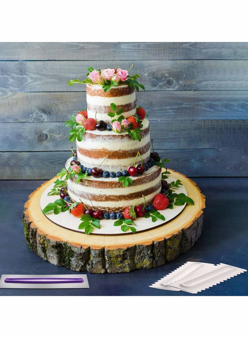 KASTWAVE Set مجموعة أمشاط كعكة سكرابير لتزيين الكعكة، ELECDON مشط تنعيم الجليد من الفولاذ المقاوم للصدأ، مشط لتنعيم حواف الكعكة، ملعقة لتوزيع الكريم، قاطع معجنات لتزيين الكعكة في المطبخ، 3 قطع - Image 4