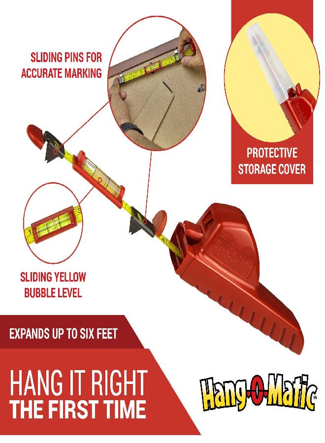 Hang-O-Matic Hang-O-Matic All-in-One Picture Hanging Tool, Picture Hanger, Picture Frame Level Ruler, Perfect to Hang Pictures, Mirrors, TVs, and Shelves  - Image 3