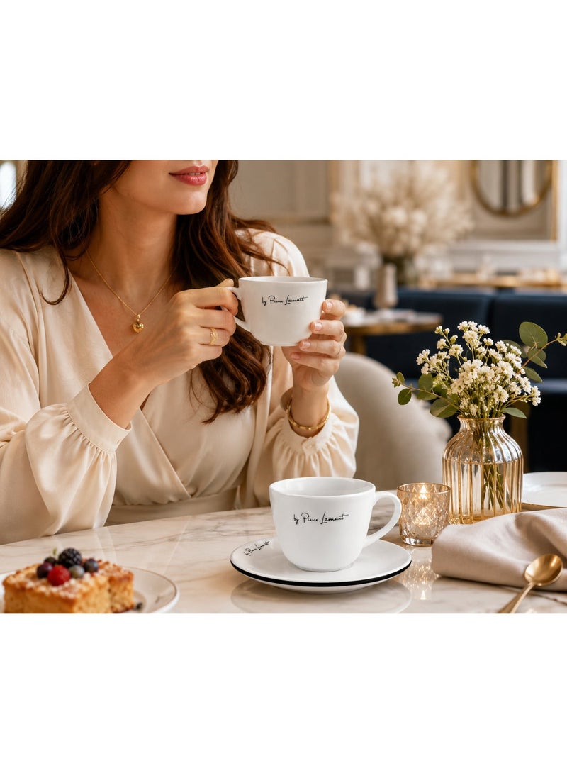 Lamart 2Pcs Cup Porcelain With Saucer 2Pcs 190 Ml White Porcelaine - Image 5