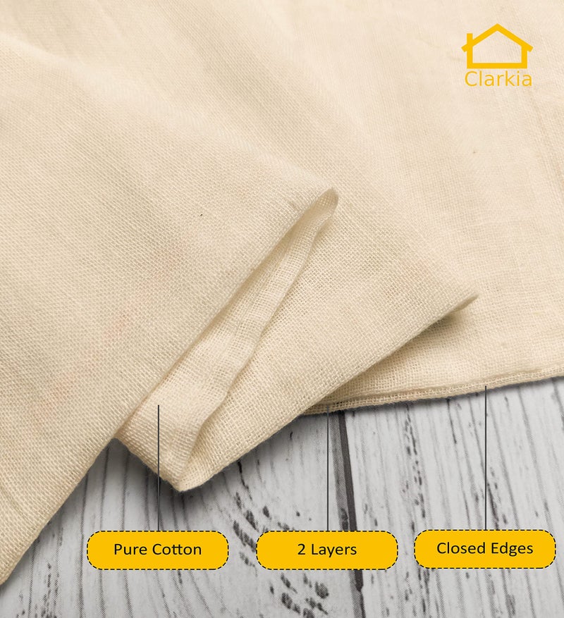 Clarkia (Set of 2) 18x16 inch Double Layered Hemmed Edges Cotton Muslin Cloth or Cheese Cloth for Extra fine Filtration in Kitchen - Unbleached for Vegetable Juice Oil Hung Curd Paneer Ghee - Image 3