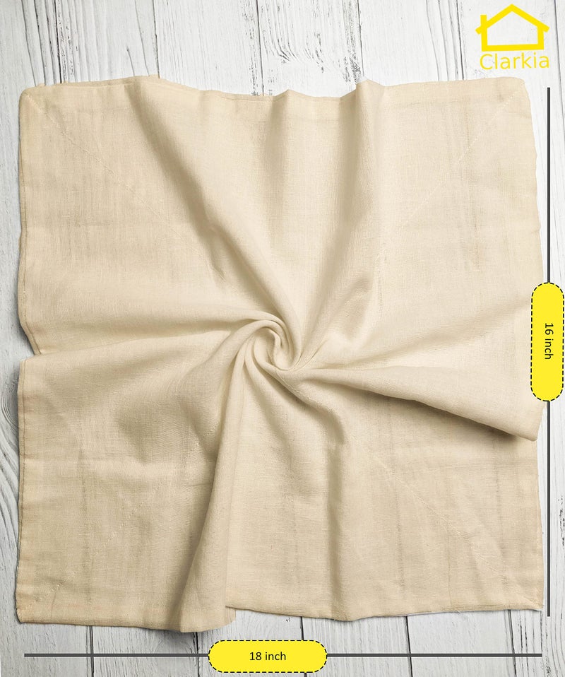 Clarkia (Set of 2) 18x16 inch Double Layered Hemmed Edges Cotton Muslin Cloth or Cheese Cloth for Extra fine Filtration in Kitchen - Unbleached for Vegetable Juice Oil Hung Curd Paneer Ghee - Image 2