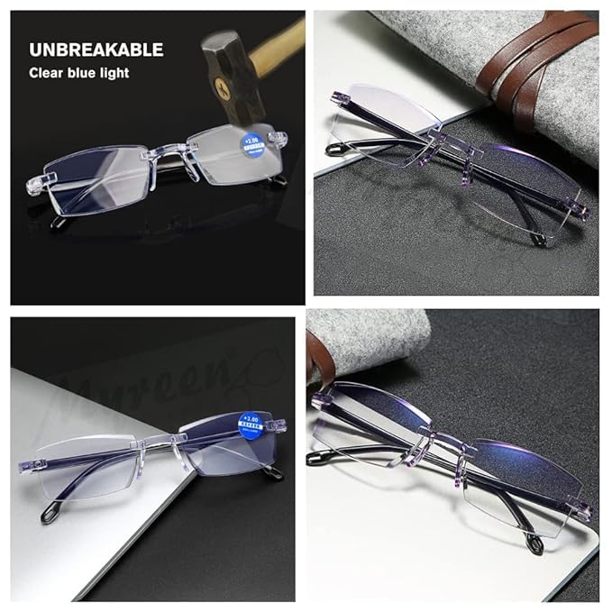 CRIBA Combo Pack of 3 Rimless Blue Cut Reading Glass+1.00+1.25+1.50+1.75 +2.00+2.25 +2.50+2.75+3.00 Single Vision Power Eyeglass-Vol 1 - Image 4
