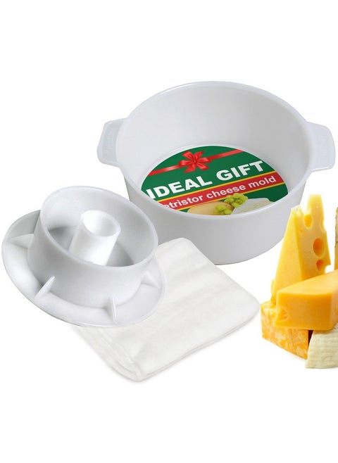 PetriStor Cheese Mold for Cheese Making Cheese with Follower Piston 1.3QT and Cheesecloth - Cheese Form Mold - Cheese Making Basket - Paneer Cheese Press Mold - Molde Para Queso