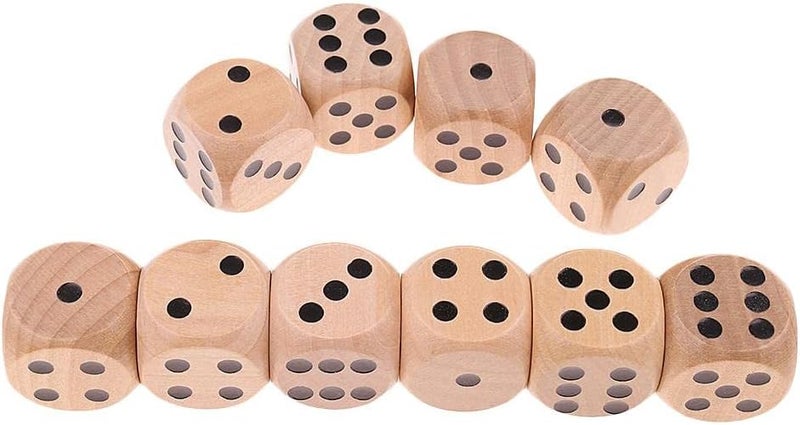 klarako 10pcs Large D6 Wooden Dice Dice Set, 2cm  Natural, 2cm - Image 1