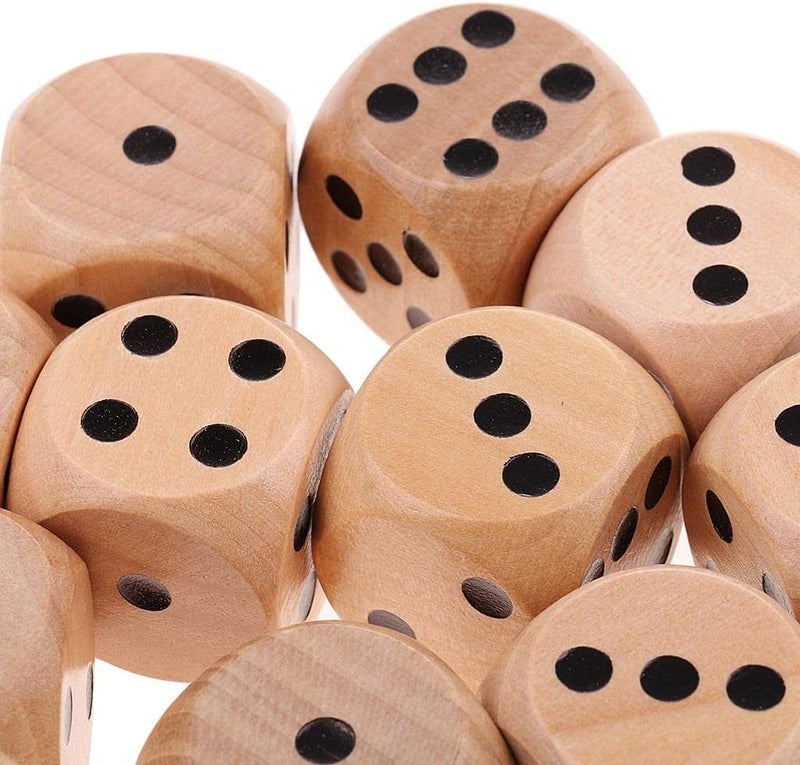 klarako 10pcs Large D6 Wooden Dice Dice Set, 2cm  Natural, 2cm - Image 5