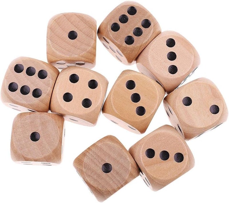 klarako 10pcs Large D6 Wooden Dice Dice Set, 2cm  Natural, 2cm - Image 3