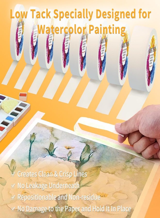 ETNRHP 4 Packs White Art Tape for Drawing Watercolor Paper, Art, Low Adhesion Tape, Acid Free Painter Watercolor Tape, for Canvas Frame Painting, 0.6 Count - Image 5