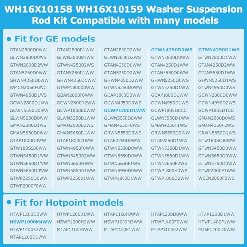 Puzau WH16X10158 WH16X10159 Washer Suspension Rod Set (4Pcs), Replace PS3654190 PS3654191 2754602 AP5632455, Fit for GE and Hotpoint Washer GTWN4250D0WS GTWN4250D1WS HSWP1000M4WW GCWP1800D1WW - Image 4