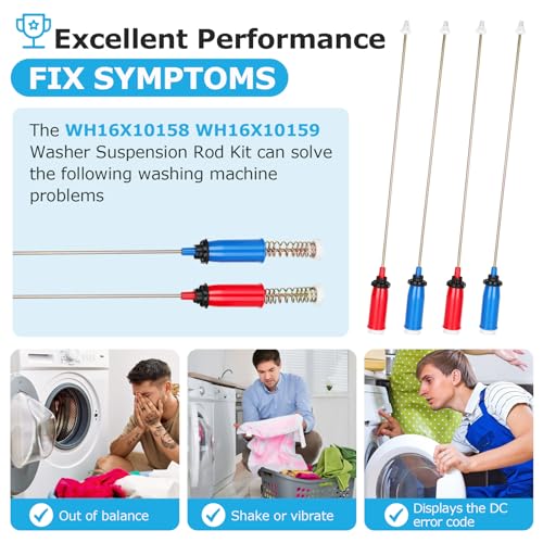 Puzau WH16X10158 WH16X10159 Washer Suspension Rod Set (4Pcs), Replace PS3654190 PS3654191 2754602 AP5632455, Fit for GE and Hotpoint Washer GTWN4250D0WS GTWN4250D1WS HSWP1000M4WW GCWP1800D1WW - Image 5