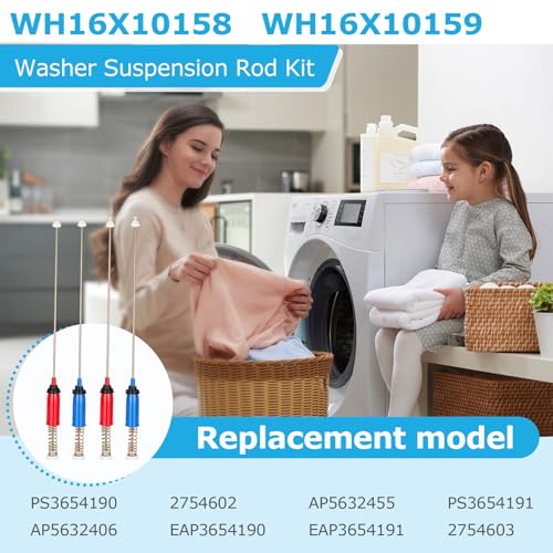 Puzau WH16X10158 WH16X10159 Washer Suspension Rod Set (4Pcs), Replace PS3654190 PS3654191 2754602 AP5632455, Fit for GE and Hotpoint Washer GTWN4250D0WS GTWN4250D1WS HSWP1000M4WW GCWP1800D1WW - Image 3