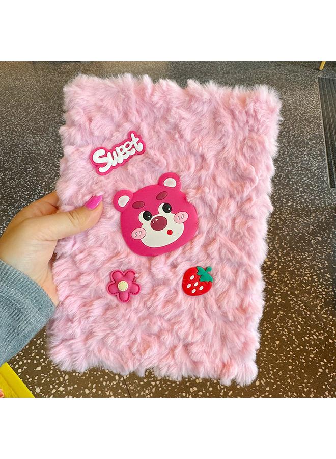 Bluejw High Yan Value Girl's Heart Plush Account Book Notepad Notebook Girl Student Cute Bear Pink Journal - Image 1