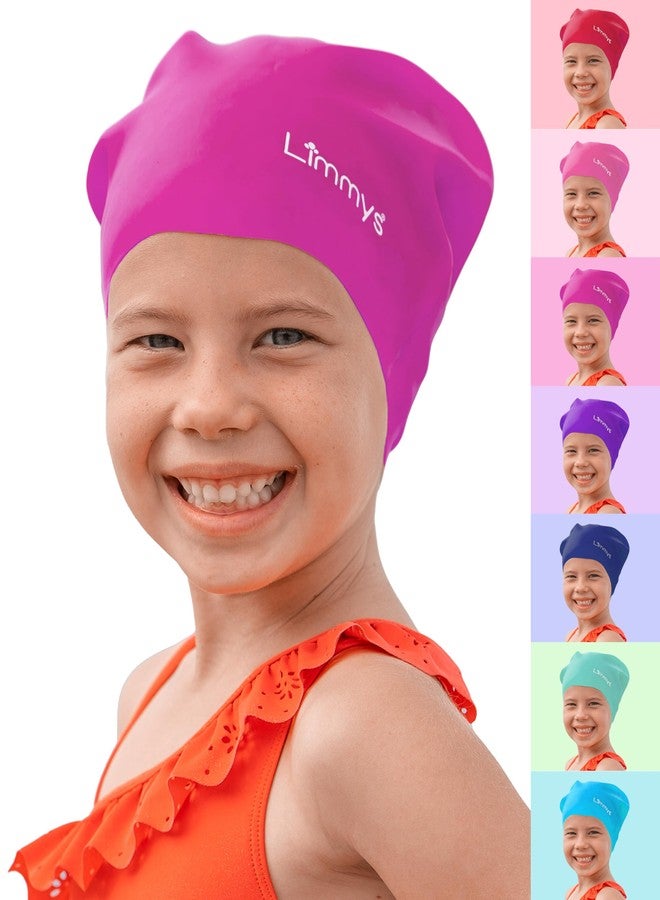 Limmys Kids Long Hair Swimming Cap - 100% Silicone Kids Swim Caps for Boys and Girls - Premium Quality, Stretchable and Comfortable Swimming Hats Kids- Available in Different Attractive Colours - Image 1