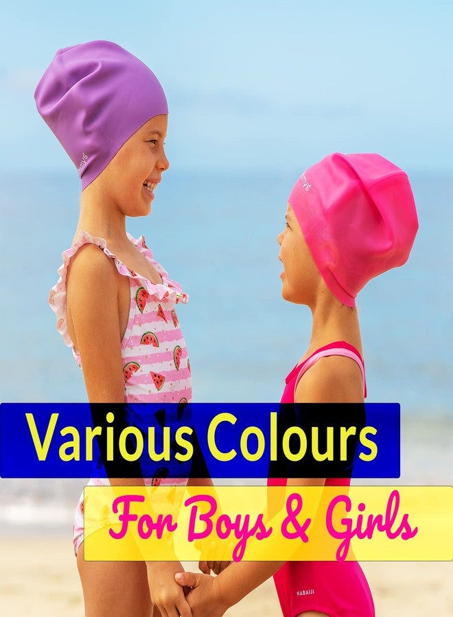 Limmys Kids Long Hair Swimming Cap - 100% Silicone Kids Swim Caps for Boys and Girls - Premium Quality, Stretchable and Comfortable Swimming Hats Kids- Available in Different Attractive Colours - Image 5