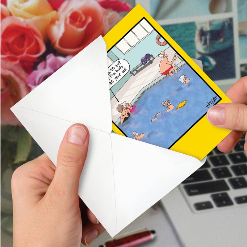 NobleWorks Hysterical Birthday Greeting Card with 5 x 7 Inch Envelope (1 Card) Bday Pool Hottie C7948BDG - Image 4