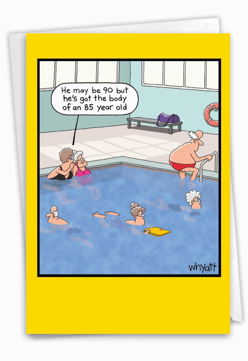 NobleWorks Hysterical Birthday Greeting Card with 5 x 7 Inch Envelope (1 Card) Bday Pool Hottie C7948BDG - Image 1