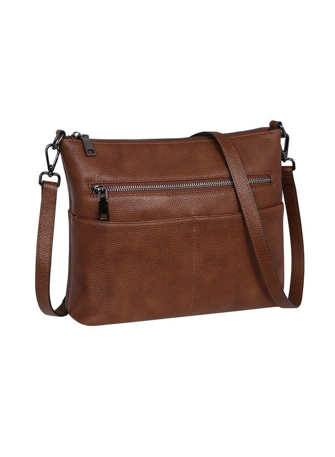 Iswee Real Leather Crossbody Bags For Women Shoulder Bag Leather Pocketbooks Purses Fashion Designer Handbags Tote (Dark Brown) - Image 1