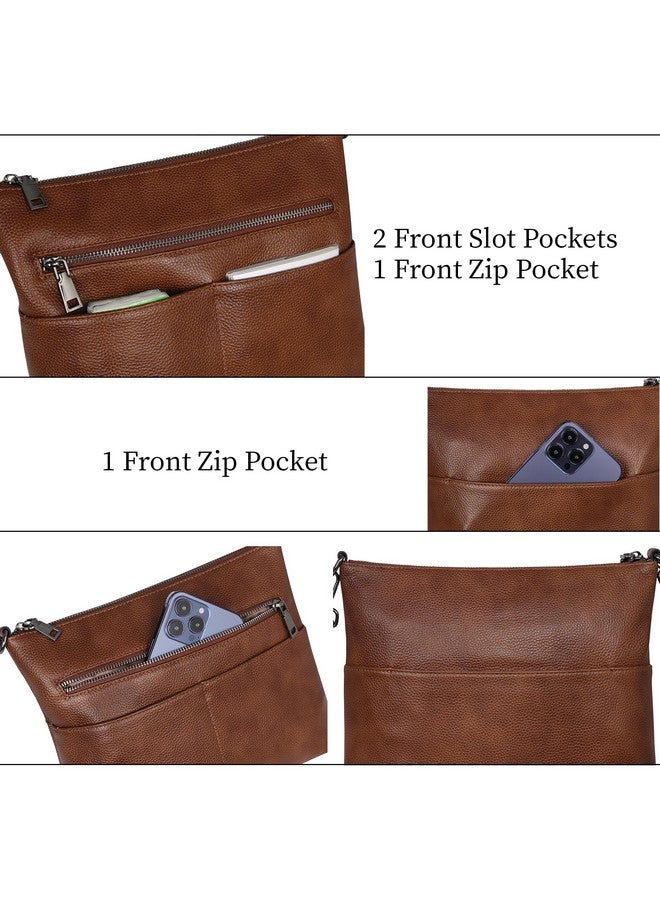 Iswee Real Leather Crossbody Bags For Women Shoulder Bag Leather Pocketbooks Purses Fashion Designer Handbags Tote (Dark Brown) - Image 5