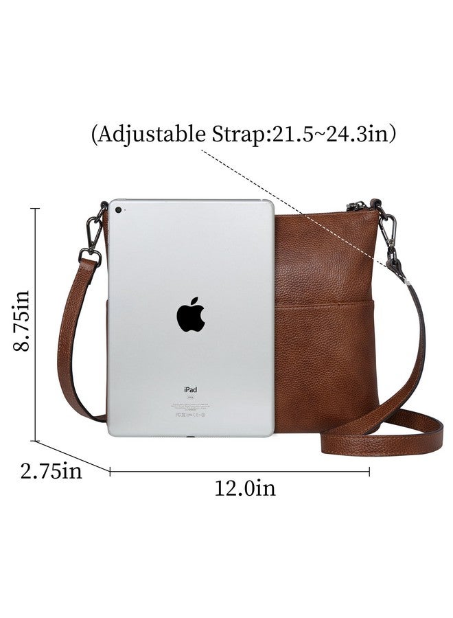 Iswee Real Leather Crossbody Bags For Women Shoulder Bag Leather Pocketbooks Purses Fashion Designer Handbags Tote (Dark Brown) - Image 2