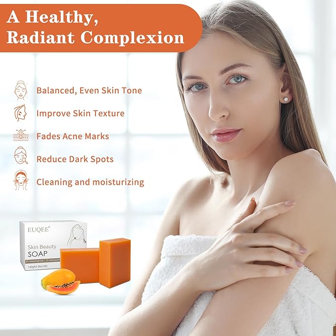 EUQEE Turmeric Kojic Acid Soap Turmeric Soap Bars with Turmeric Vitamin C Retinol Collagen Coconut Oil Tea Tree Oil for Skin BrighteningReduce Acne Scars Dark Spot with a Foaming Net 2x142g - Image 3