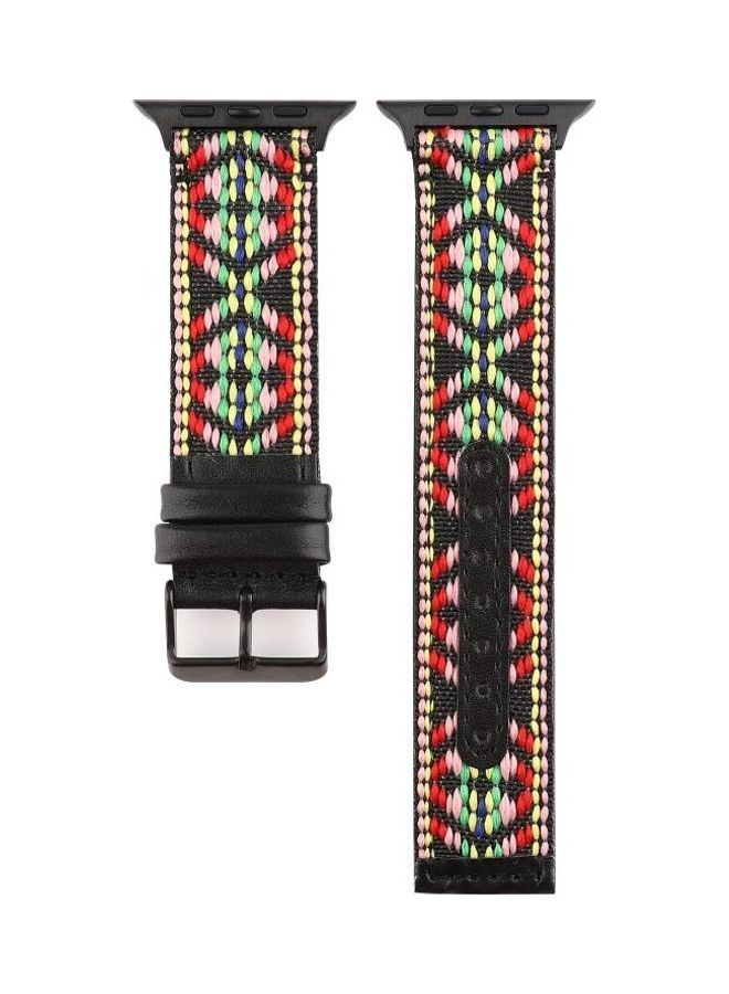 NIBEMINENT Ethnic Style Genuine Leather Strap For Apple Watch Series 7/6/SE/5/4/3/2/1 42/44/45mm Multicolour - Image 2