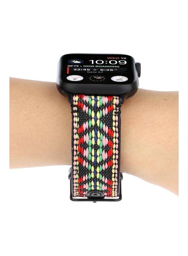 NIBEMINENT Ethnic Style Genuine Leather Strap For Apple Watch Series 7/6/SE/5/4/3/2/1 42/44/45mm Multicolour - Image 5