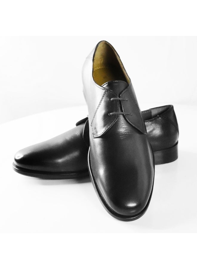 Mont Hawk Men's Genuine Leather Blucher Shoes – Premium Argentinian Calf Leather Derby Oxford Formal & Semi Formal Dress Shoes with TPR Comfort Sole, Breathable Leather Lining, Almond Toe (Black) - Image 4