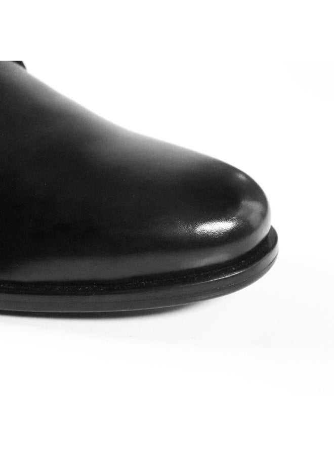 Mont Hawk Men's Genuine Leather Blucher Shoes – Premium Argentinian Calf Leather Derby Oxford Formal & Semi Formal Dress Shoes with TPR Comfort Sole, Breathable Leather Lining, Almond Toe (Black) - Image 2