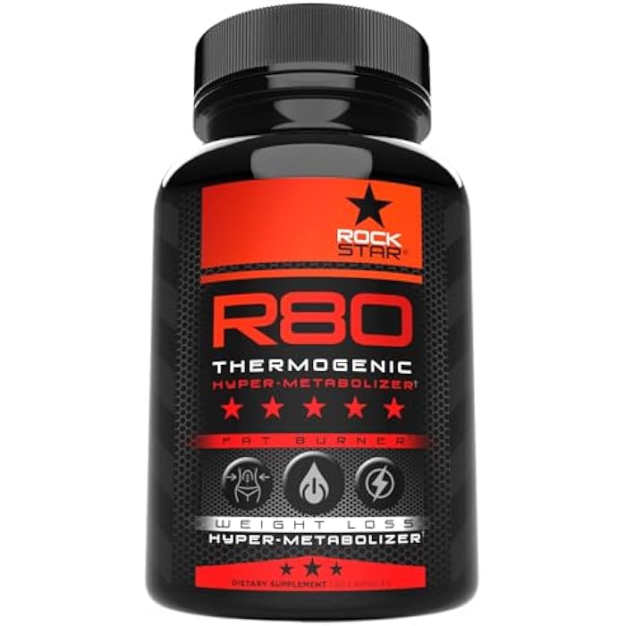 Rockstar روكستار R80 إكستريم ثيرموغينيك هايبر ميتابولايزر لحرق الدهون للرجال والنساء – دعم GLP-1، مثبط للشهية، حبوب فقدان الوزن الحرارية، معزز للطاقة والتمثيل الغذائي - Image 1