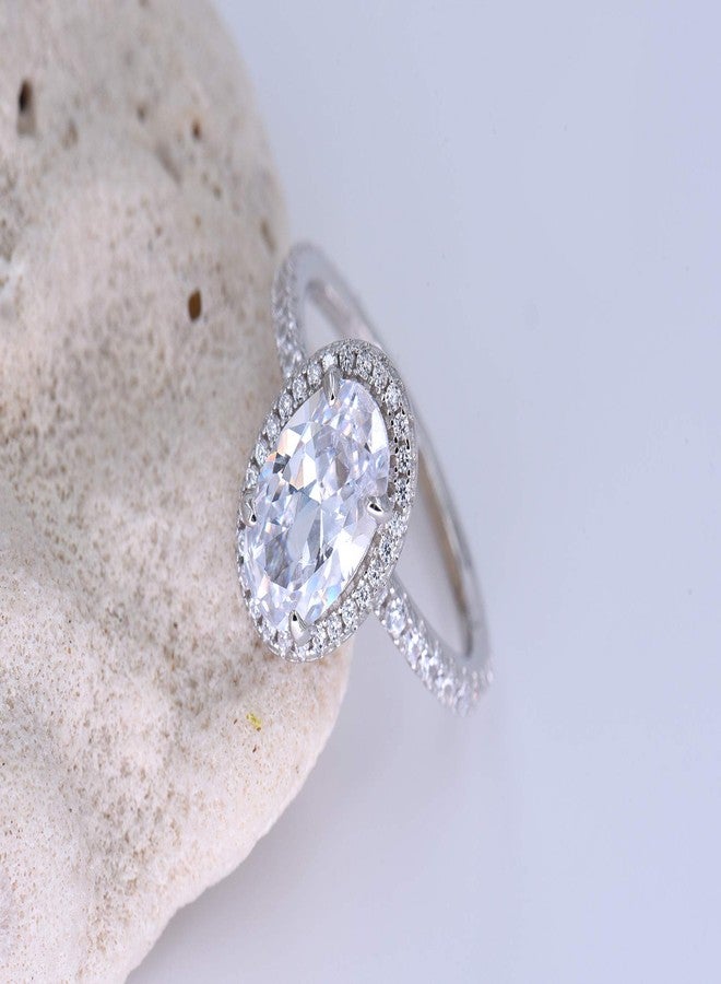 espere 3 ctw Oval Halo Ring CZ Engagement Ring in Sterling Silver - Image 5
