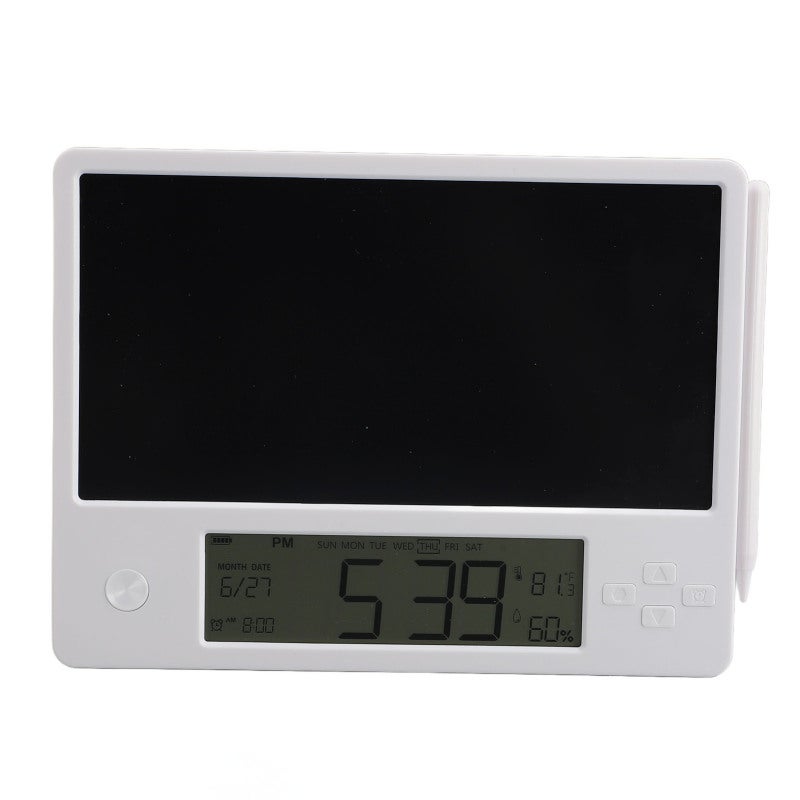 LCD Writing Tablet 12/24 Hour Time Date Temperature Humidity Display - Repeatable Erase Touch Desktop Electronic Calendar with Notepad for Office Desk Organization - Image 3