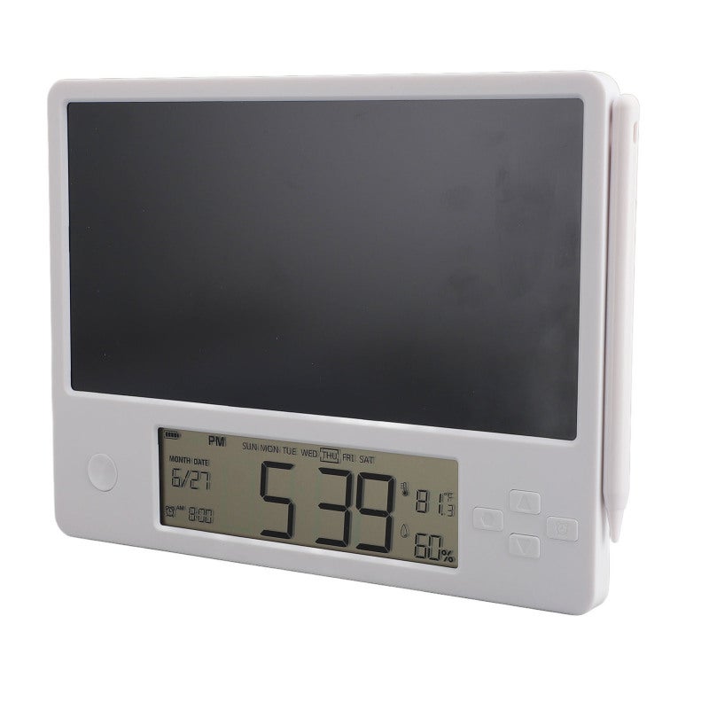 LCD Writing Tablet 12/24 Hour Time Date Temperature Humidity Display - Repeatable Erase Touch Desktop Electronic Calendar with Notepad for Office Desk Organization - Image 5