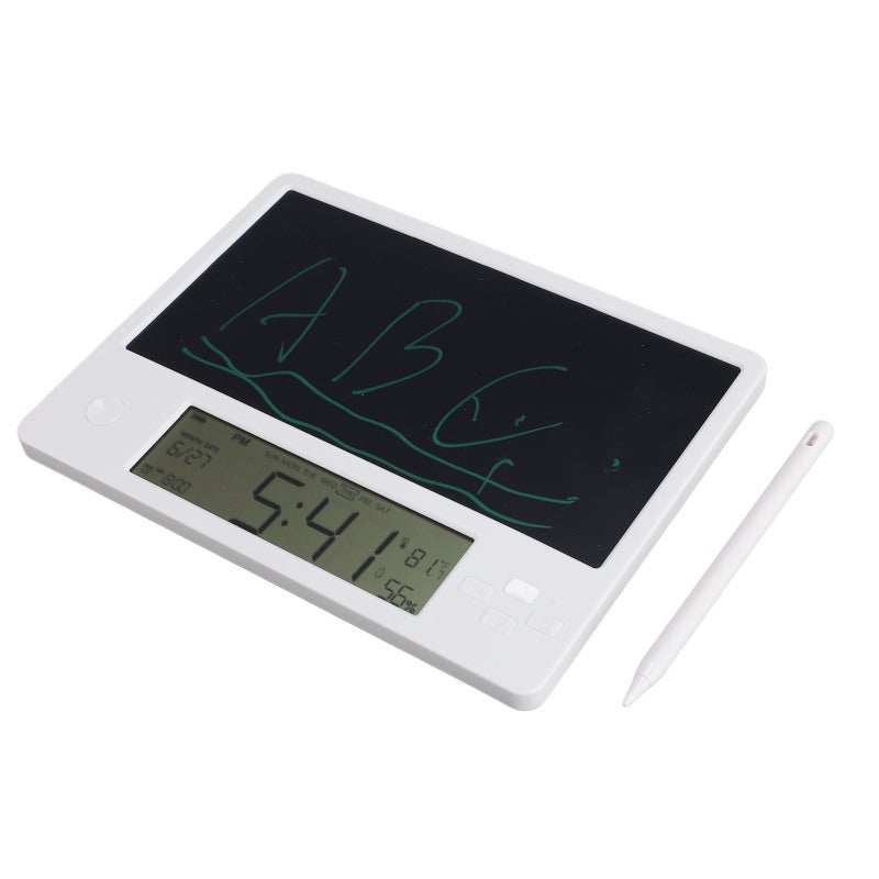 LCD Writing Tablet 12/24 Hour Time Date Temperature Humidity Display - Repeatable Erase Touch Desktop Electronic Calendar with Notepad for Office Desk Organization - Image 2