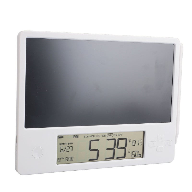 LCD Writing Tablet 12/24 Hour Time Date Temperature Humidity Display - Repeatable Erase Touch Desktop Electronic Calendar with Notepad for Office Desk Organization - Image 4