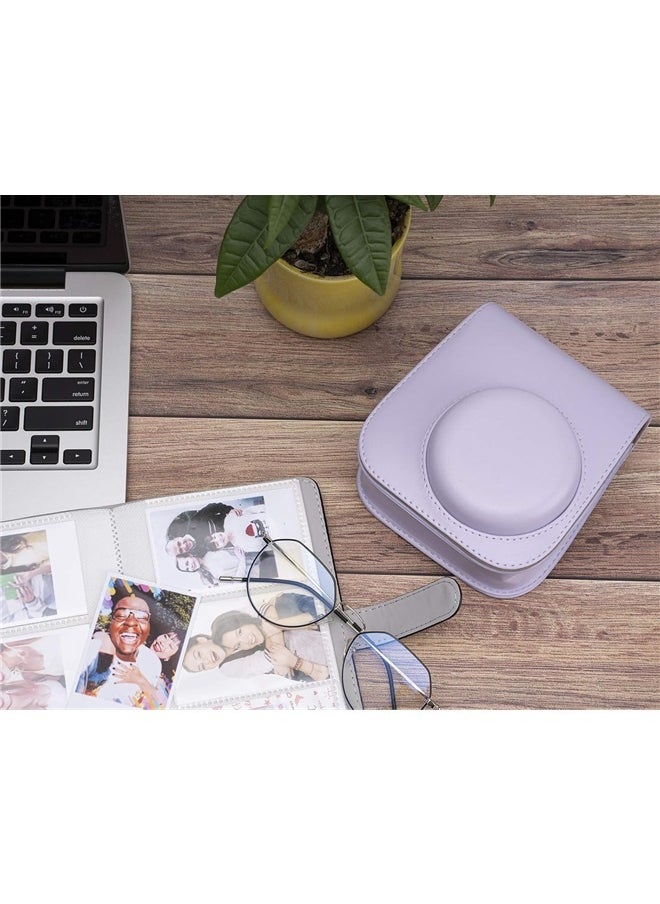 Generic Instant Camera Case Bag With Strap, Leather Camera Case (Purple)  - Image 5