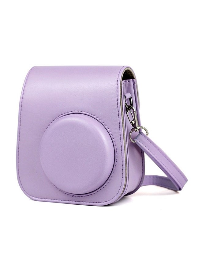 Generic Instant Camera Case Bag With Strap, Leather Camera Case (Purple)  - Image 1
