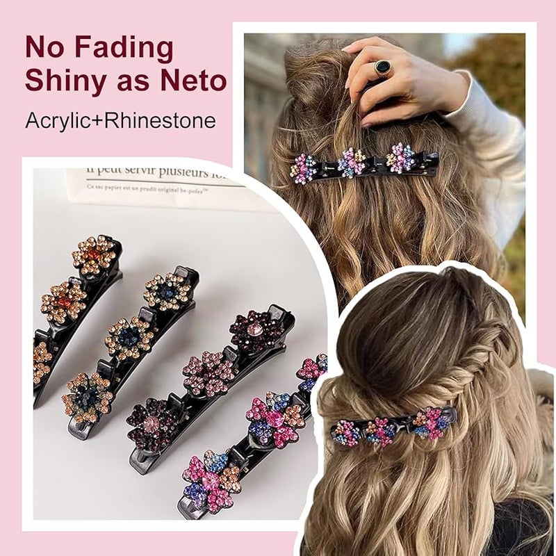 Fauppt 8 PCS Sparkling Crystal Stone Braided Hair Clips Girls,2025 Hair Clips for Women,Hair Clips for Thin Thick Curly Hair,Small Hair Clips Hair Braid Clips for Home Use (8pc) - Image 2