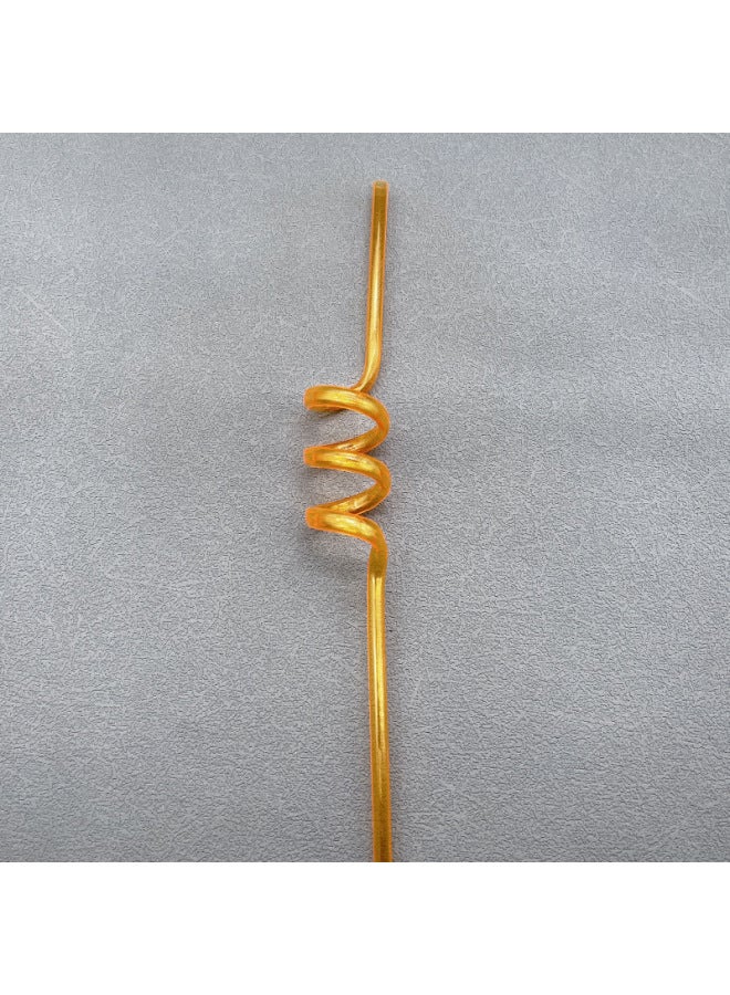 Direct Cartoon PET Spiral Plastic Straw Color PP Creative Curved Children's Straw Wholesale-Color:Orange - Image 1