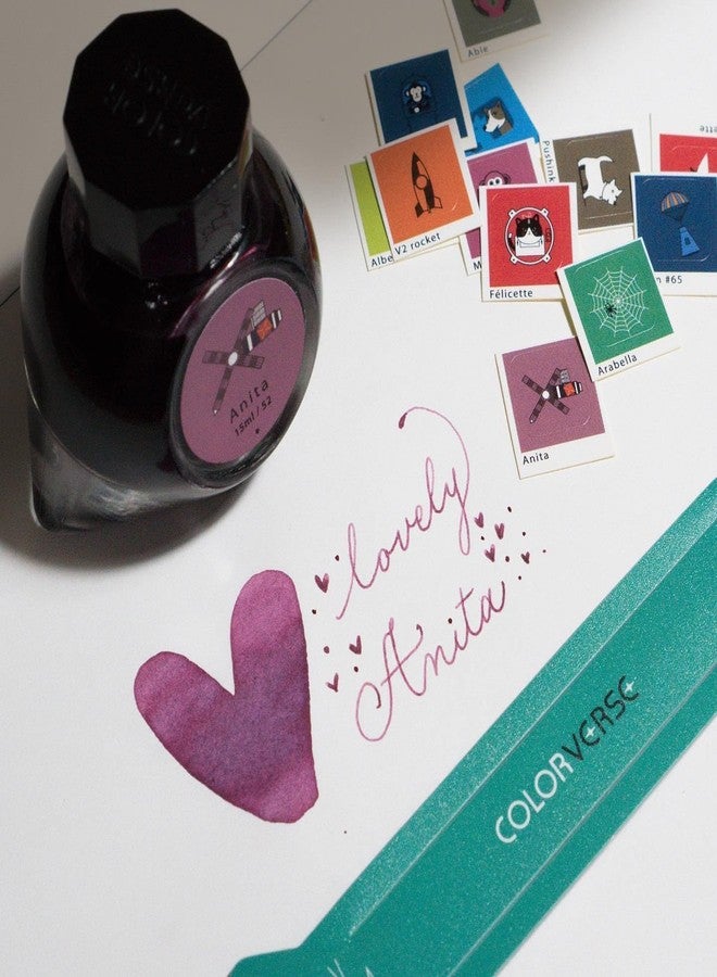 Colorverse Arabella & Anita | Green & Pink | Fountain Pen Ink Bottles | 65ml & 15ml | Dye Based | 2 Bottle Set | Multiverse Series - Image 5