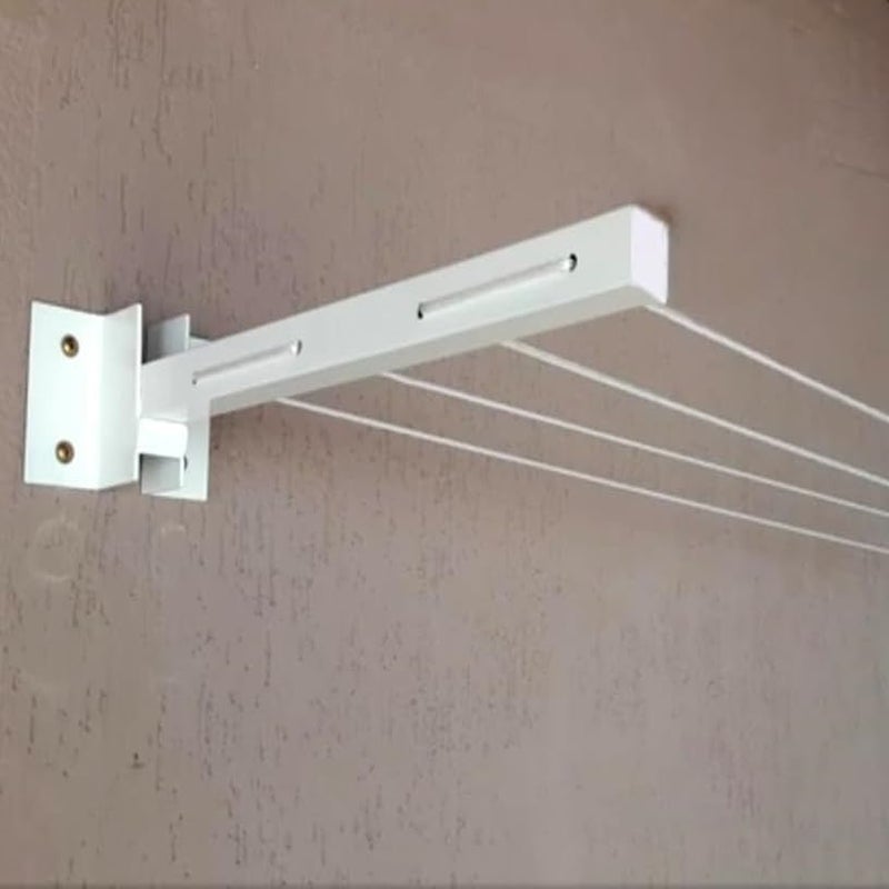 Viulvuk Heavy Metal Cloth Drying Stand with 40 Feet Rope Fasteners Rust Proof Wall Mount Cloth Dryer Hanger Foldable Collapsible Clothes Dry rack for Home Balcony Parking 4 Tier Ivory White - Image 3