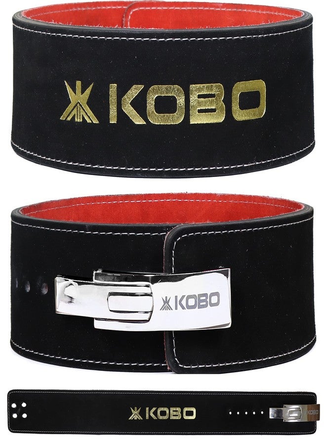 Kobo 13mm Lever Belt Weight Lifting Gym Fitness, Natural Genuine Leather, 4” Wide Back Support, 9 Adjustable Holes, Powerlifting Bodybuilding Deadlift Squat Workout Strength Training, Men Women (M) - Image 1