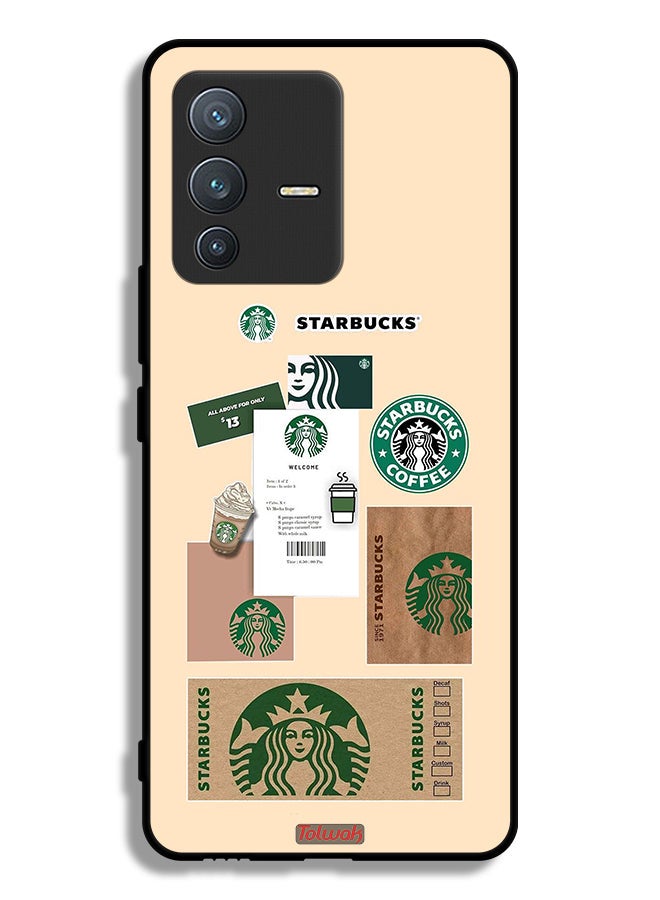 Tolwak Vivo V23 Pro 5G Protective Case Cover Coffee Sticker - Image 1