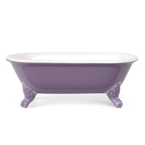 NEWHENGS 6.5" Ceramic Mini Decorative Clawfoot Bathtub Bar Soap Dish, Kitchen Sponge Holder and Shower Tray for Bathroom, 1 Pack(Lavender) - Image 4