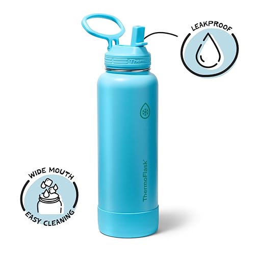 ThermoFlask Insulated Water Bottle with Spout Lid (40 oz, Vivid Blue) - Leakproof, Stainless Steel Water Bottle for Cold & Hot Drinks, Travel & Daily Hydration - Image 3