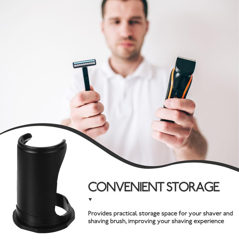 Black Plastic Razor Stand And Shaving Brush Holder Portable Travel Friendly Organizer - Image 5