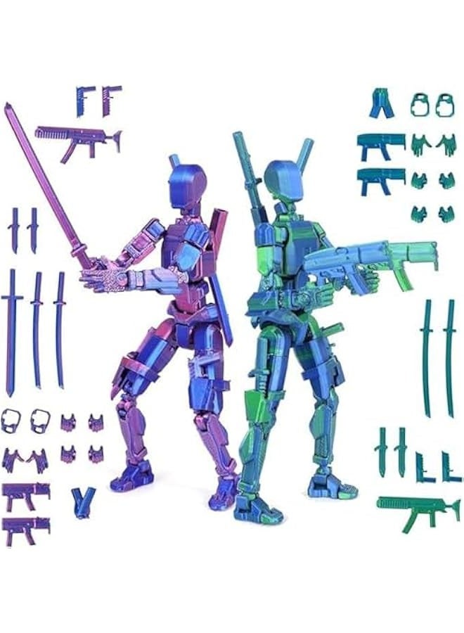 Assembly Completed T13 Action Figure 2 Pack, 3D Printed Human Body Model, Lucky 13 Action Figure,Multi-Joint Movable Robot, PVC Model Full Body Mobile Robot Desktop Decoration - Image 1