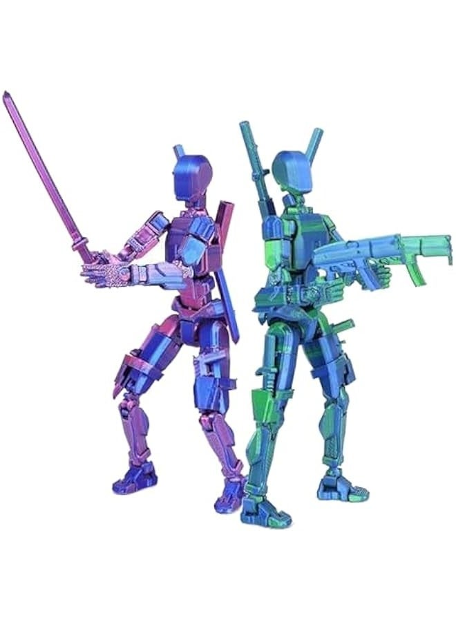 Assembly Completed T13 Action Figure 2 Pack, 3D Printed Human Body Model, Lucky 13 Action Figure,Multi-Joint Movable Robot, PVC Model Full Body Mobile Robot Desktop Decoration - Image 2