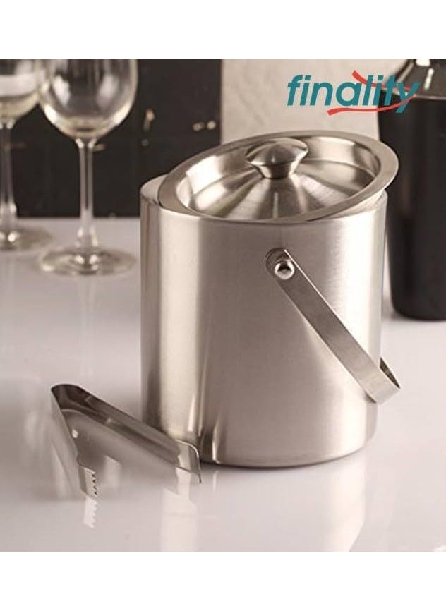 FINALITY finality Stainless Steel Double Walled Insulated Ice Bucket with Lid with Tong Bar Accessories 1 Litre  - Image 5