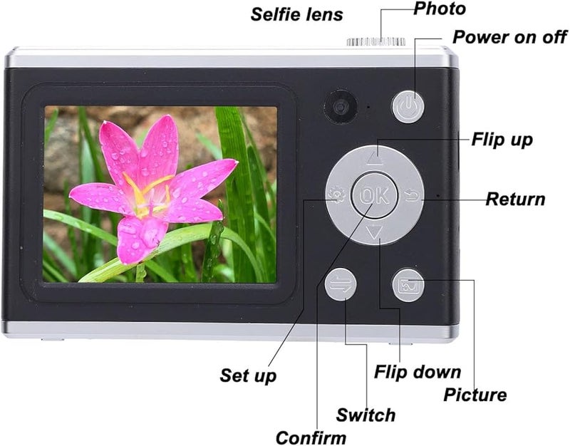 Digital Camera 48MP Front Rear Lens 2 4 Inch IPS Screen Long Battery Life Built In Fill Light For Travel Vlogging Black - Image 4